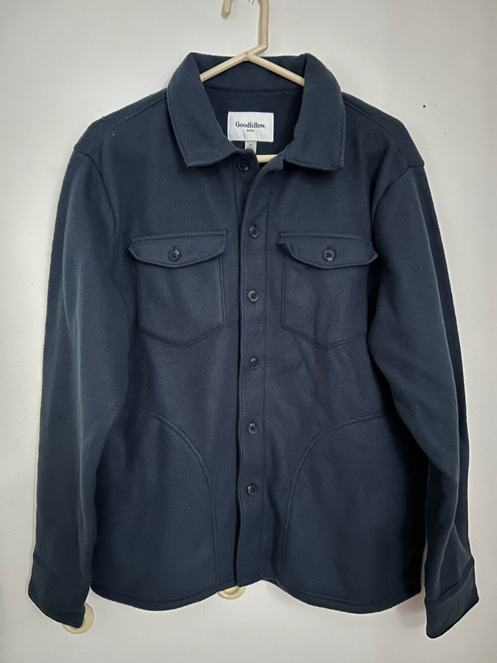 New Mens Goodfellow & Co Fleece Shacket Dark Navy Blue size Medium